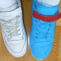 red and blue Adidas